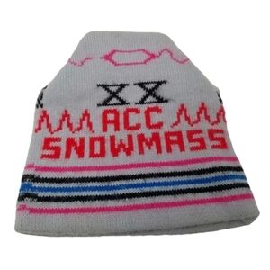 Snowmass Ski Snowboard Skiing Snow Aspen CO Knit Hat Gray Stripe Unisex Spellout